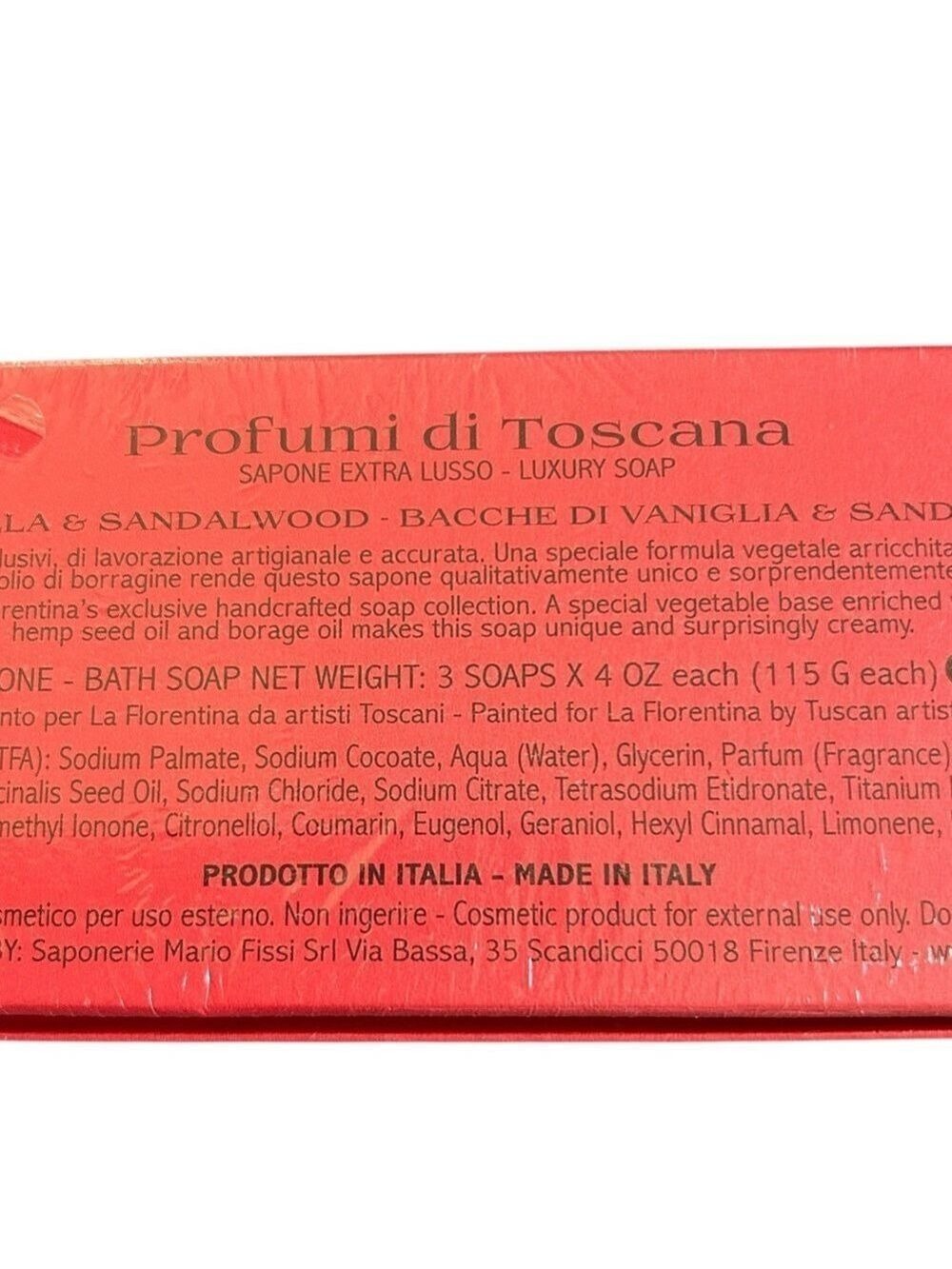 La Florentina Vanilla Sandlewood Bar Luxury Soap Set of 3 Made in Italy - Picture 5 of 7